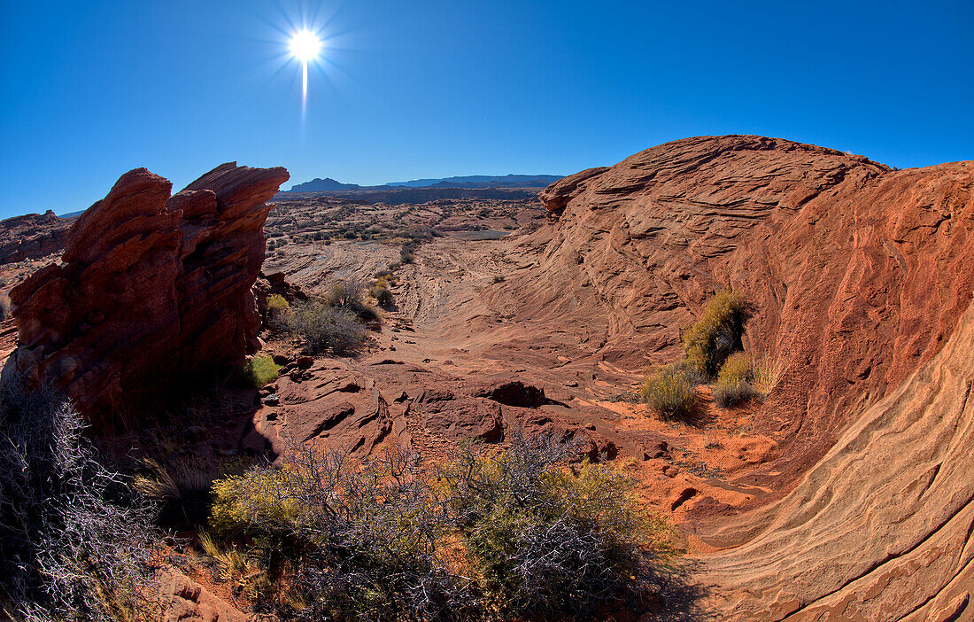 Ein Sandsteinkamm in der Nähe des Spur Canyon am Horseshoe Bend, Arizona, Vereinigte Staaten von Amerika, Nordamerika