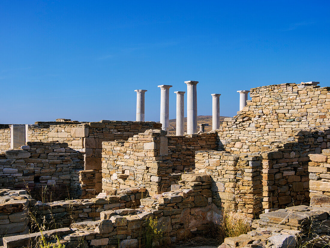 Archäologische Stätte von Delos, UNESCO-Weltkulturerbe, Insel Delos, Kykladen, Griechische Inseln, Griechenland, Europa