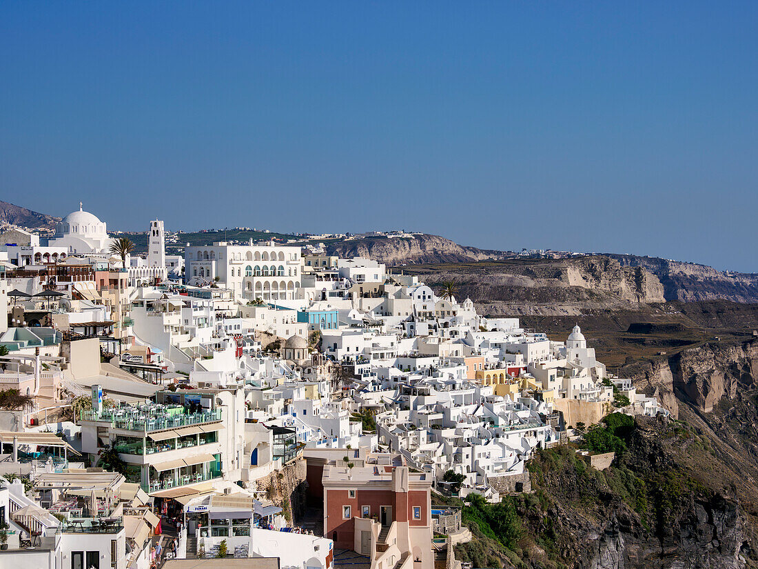 Stadtbild von Fira, Insel Santorin (Thira), Kykladen, Griechische Inseln, Griechenland, Europa