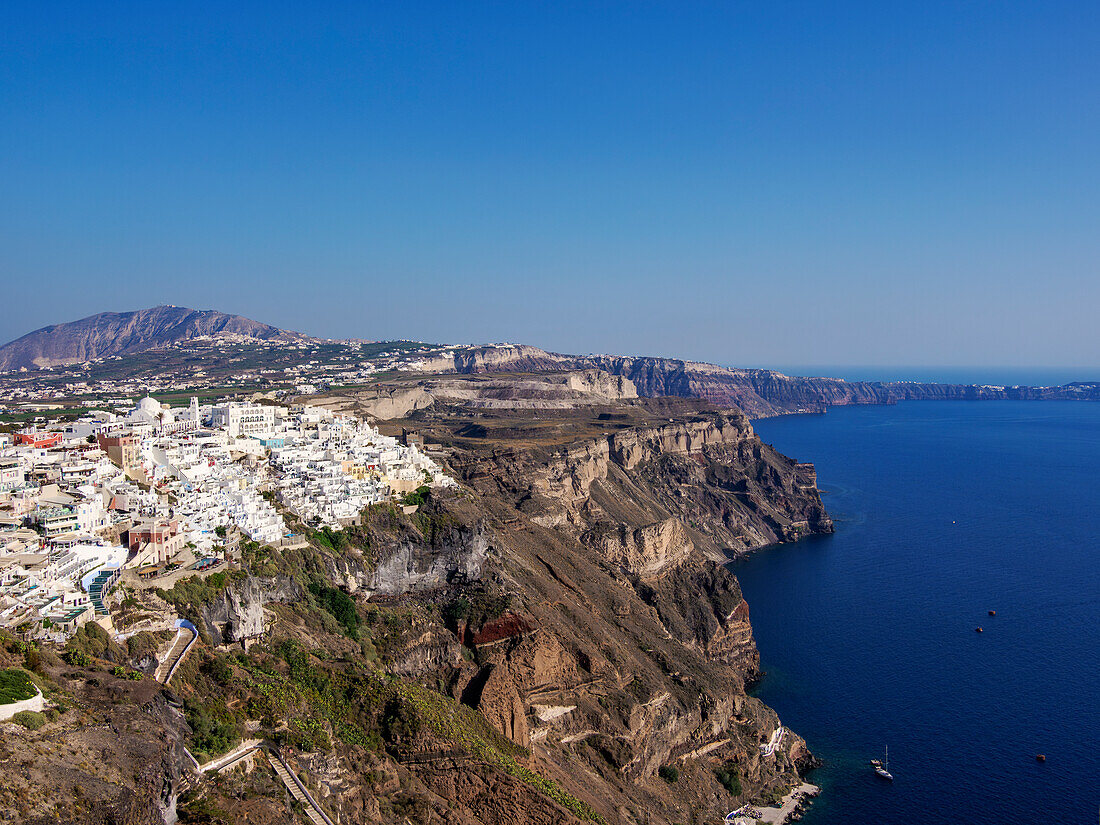 Stadtbild von Fira am Rande der Caldera, Insel Santorin (Thira), Kykladen, Griechische Inseln, Griechenland, Europa