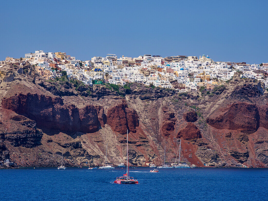 Blick auf das Dorf Oia, Insel Santorin (Thira), Kykladen, Griechische Inseln, Griechenland, Europa