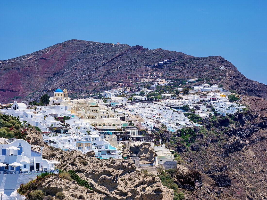 Ansicht des Dorfes Oia, Insel Santorin (Thira), Kykladen, Griechische Inseln, Griechenland, Europa