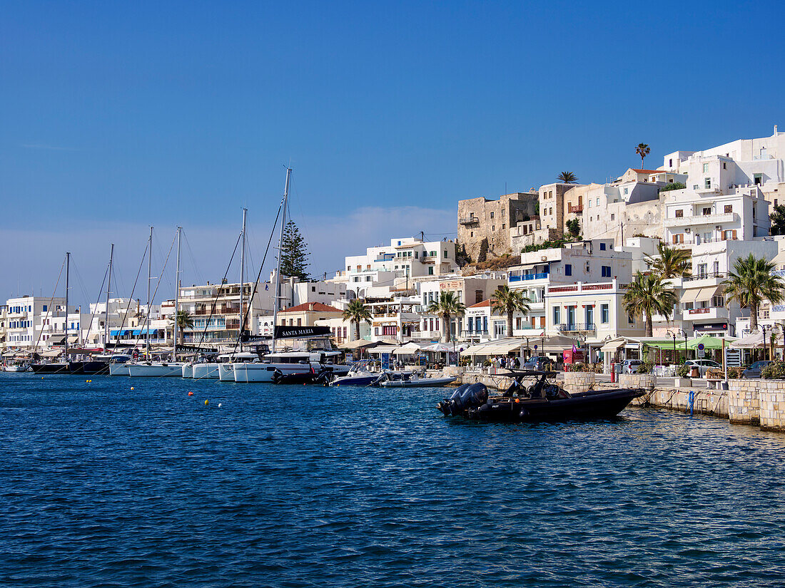 Waterfront of Chora, Naxos City, Naxos Island, Cyclades, Greek Islands, Greece, Europe