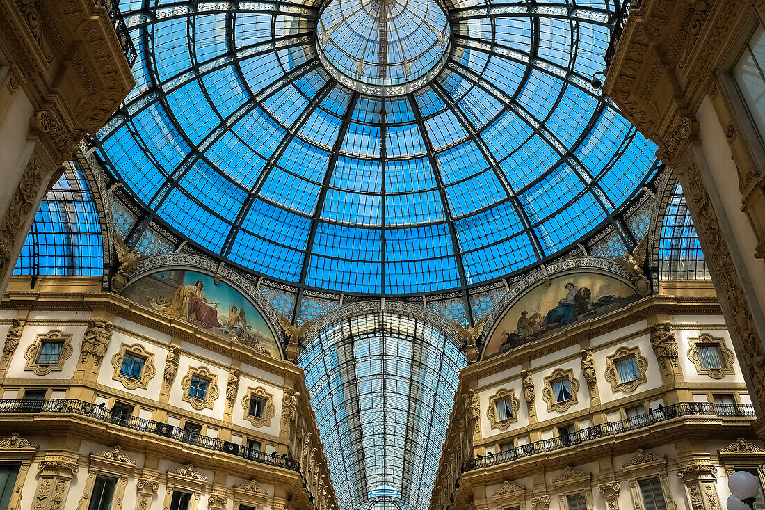 Architektonisches Detail der Galleria Vittorio Emanuele II, der ältesten Einkaufsgalerie Italiens, Piazza del Duomo, Mailand, Lombardei, Italien, Europa