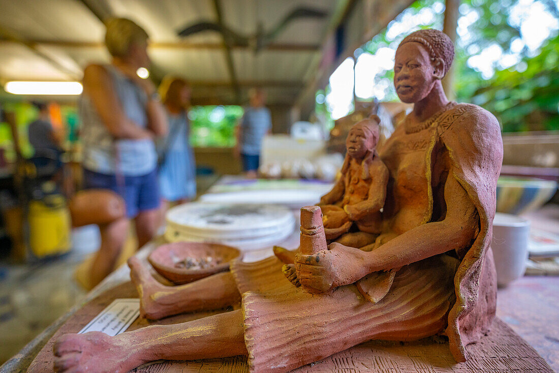 View of pottery in interior workshop of traditional Eswatini crafts, Ngwenya, Mbabane Eswatini, Africa