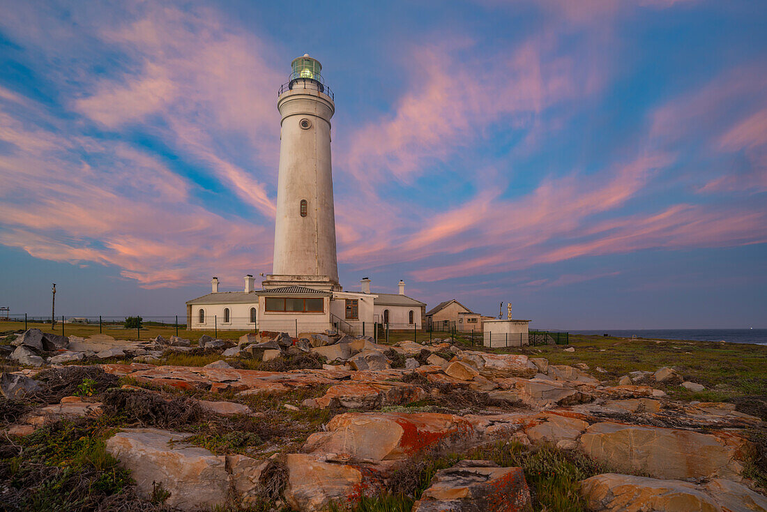 View of Seal Point Lighthouse at sunset, Cape St. Francis, Eastern Cape Province, South Africa, Africa