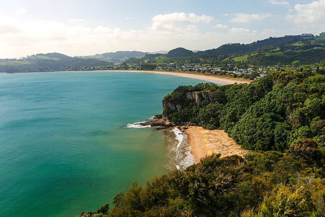 Shakespeare Cliff Lookout, view over Cooks Beach, Coromandel Peninsula, North Island, New Zealand, Pacific