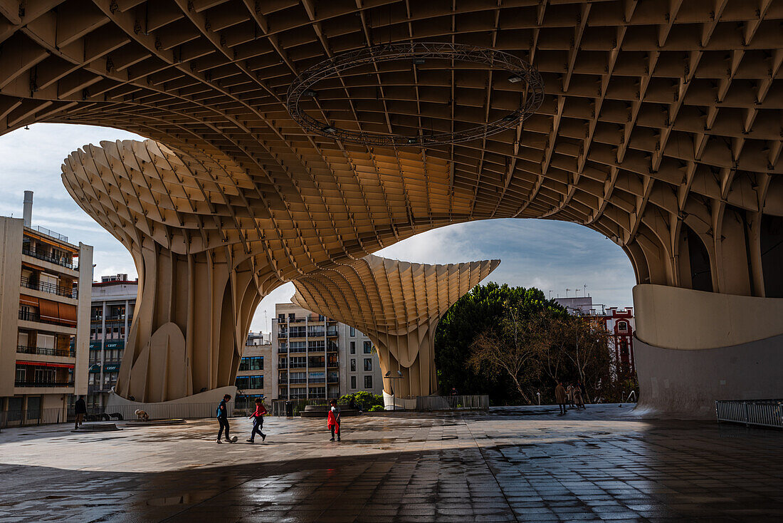 Die Setas de Sevilla (Metropol Parasol), eine der größten Holzkonstruktionen der modernen Architektur, Sevilla, Andalusien, Spanien, Europa