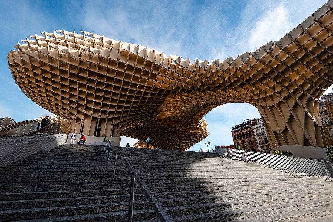 Setas de Sevilla (Metropol Parasol), eine der größten Holzkonstruktionen der modernen Architektur, Sevilla, Andalusien, Spanien, Europa