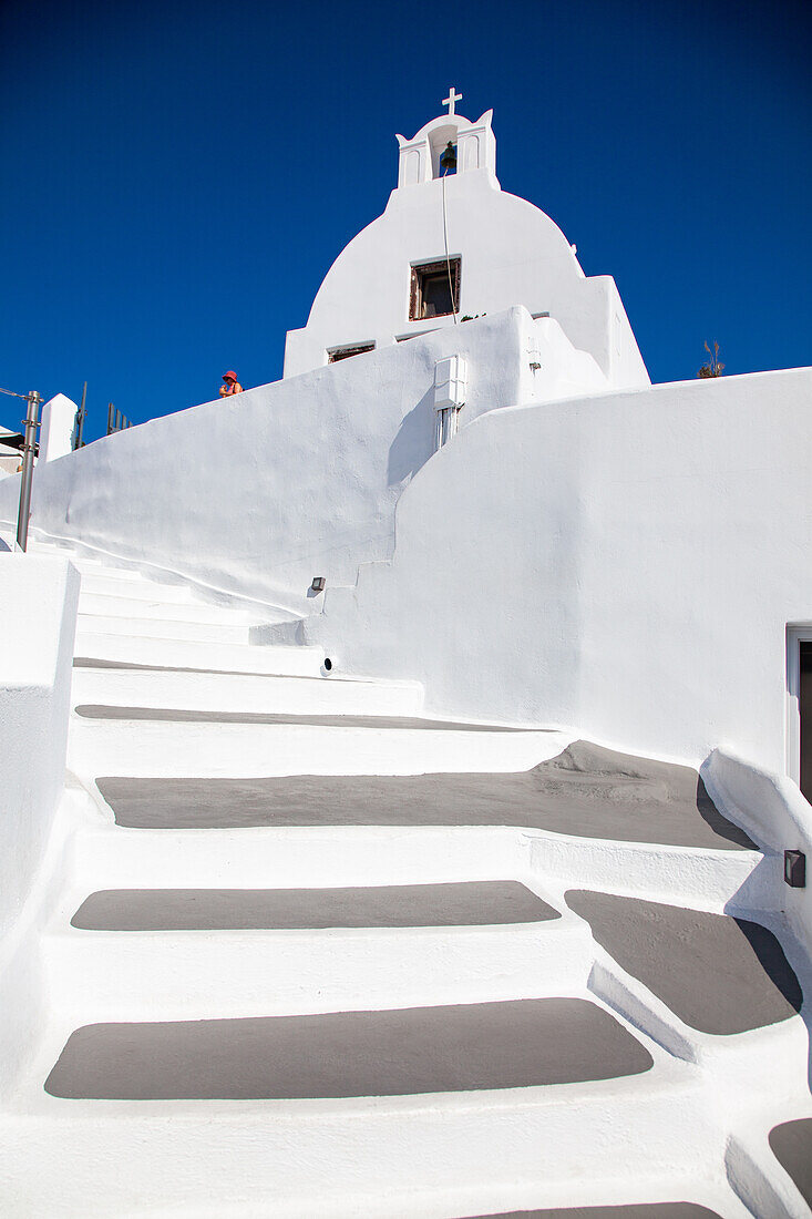 Whitewashed chapel on the beautiful Santorini Island, Cyclades, Greek Islands, Greece, Europe