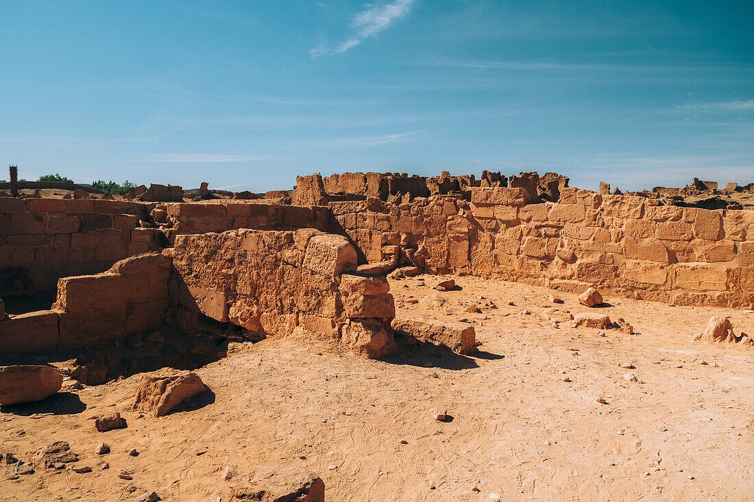 Ruinen des antiken Dorfes Germa, Hauptstadt des Garamantenreichs, in der Region Fezzan, Libyen, Nordafrika, Afrika