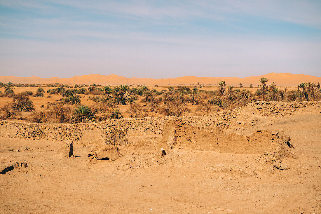 Ruins of the ancient village of Germa, capital of the Garamantes empire, in the Fezzan region, Libya, North Africa, Africa