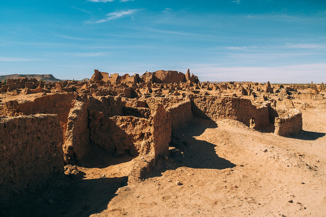 Ruins of the ancient village of Germa, capital of the Garamantes empire, in the Fezzan region, Libya, North Africa, Africa