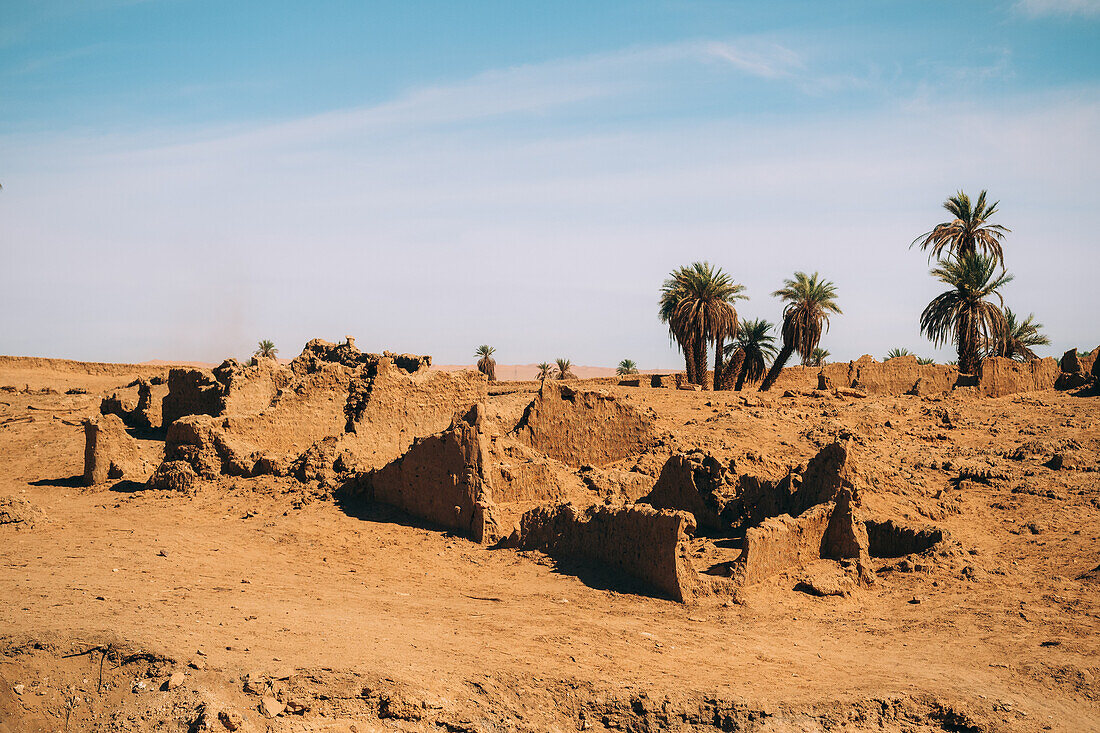 Ruinen des antiken Dorfes Germa, Hauptstadt des Garamantenreichs, in der Region Fezzan, Libyen, Nordafrika, Afrika