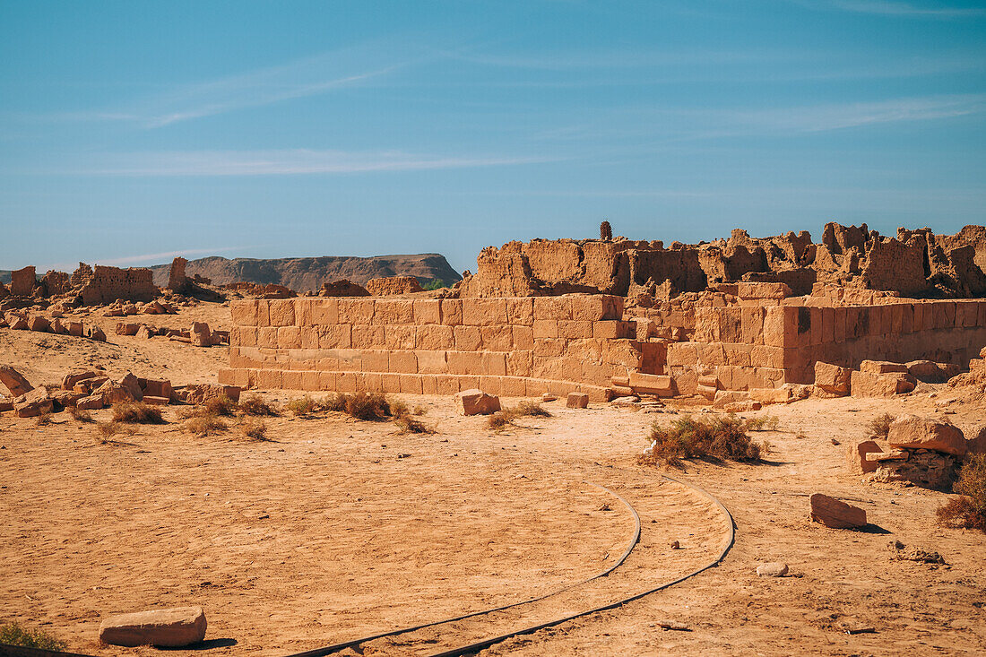 Ruins of the ancient village of Germa, capital of the Garamantes empire, in the Fezzan region, Libya, North Africa, Africa