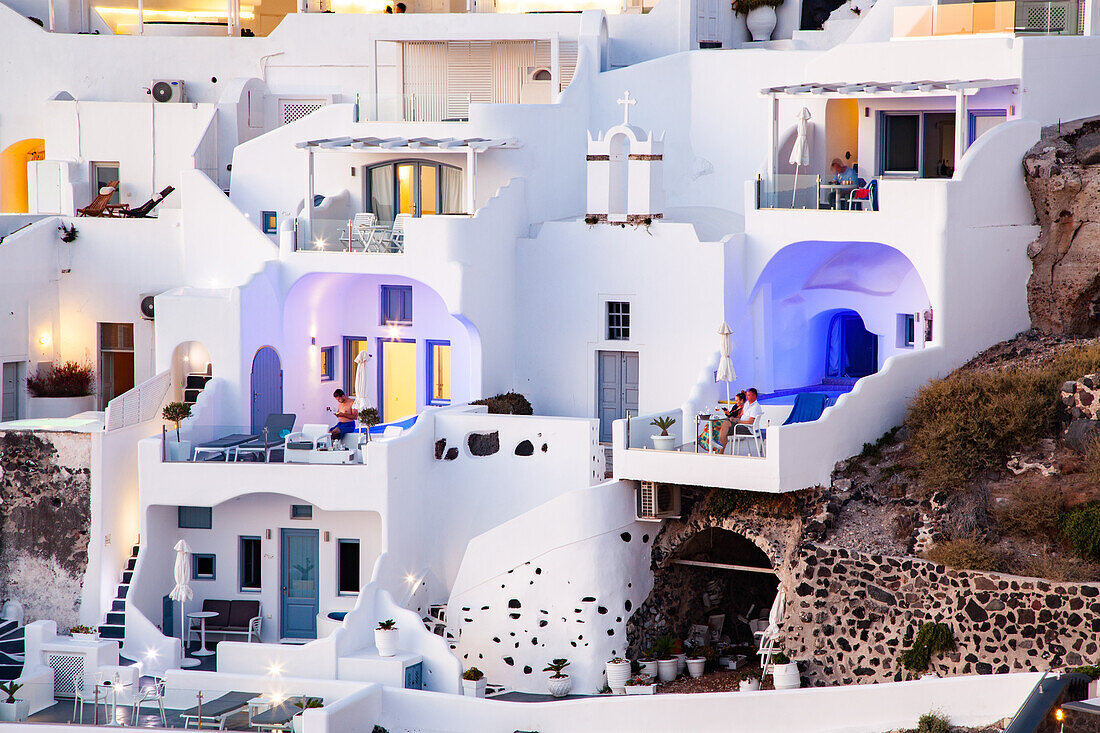 Whitewashed houses on the beautiful island of Santorini, Cyclades, Greek Islands, Greece, Europe