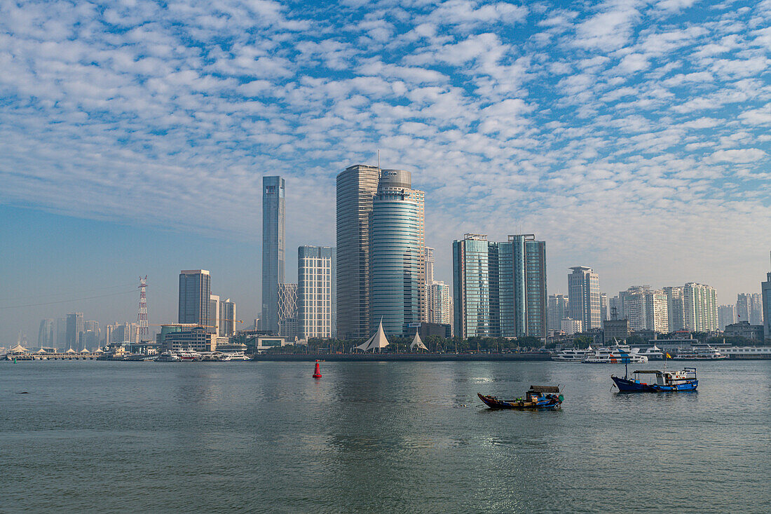 Skyline of Xiamen from Kulangsu International Settlement, Xiamen, Fujian, China, Asia