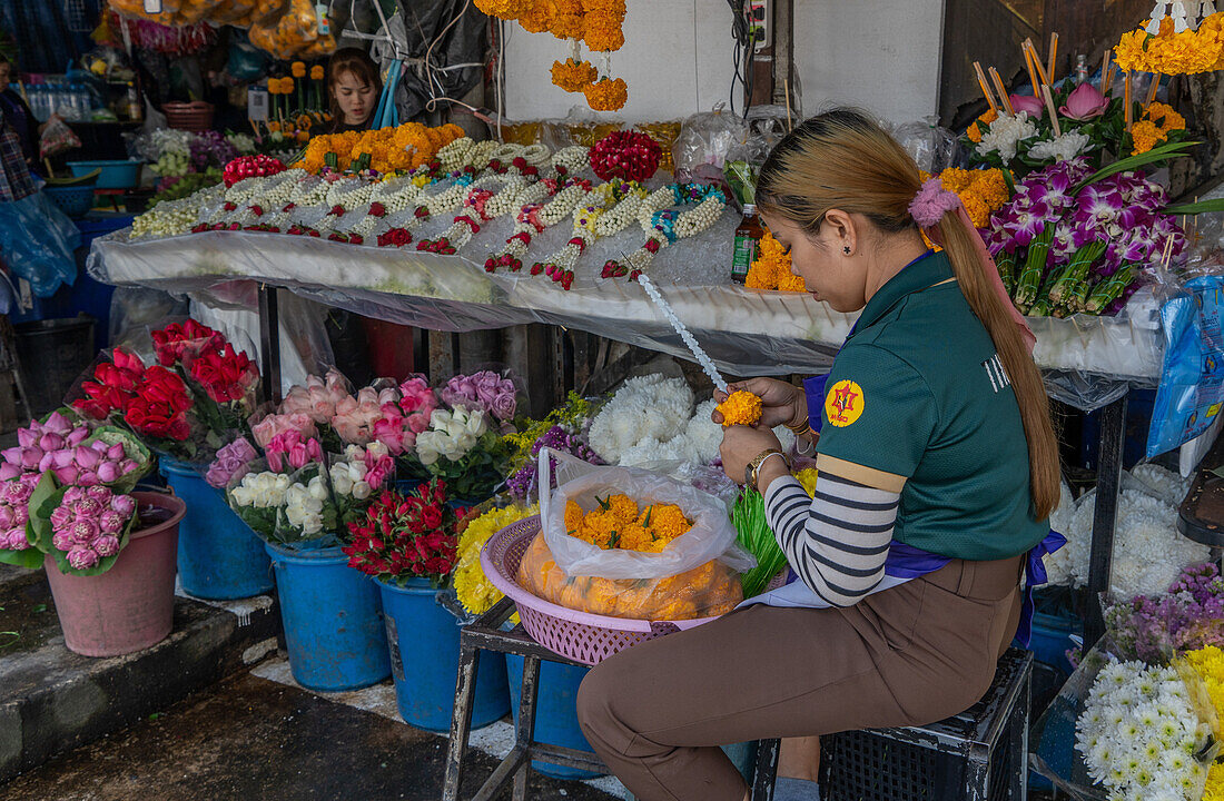 Blumenmarkt in Chiang Mai, Thailand, Südostasien, Asien