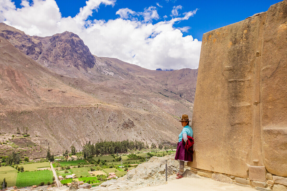 Woman on trail near Ollantaytambo, Peru, South America