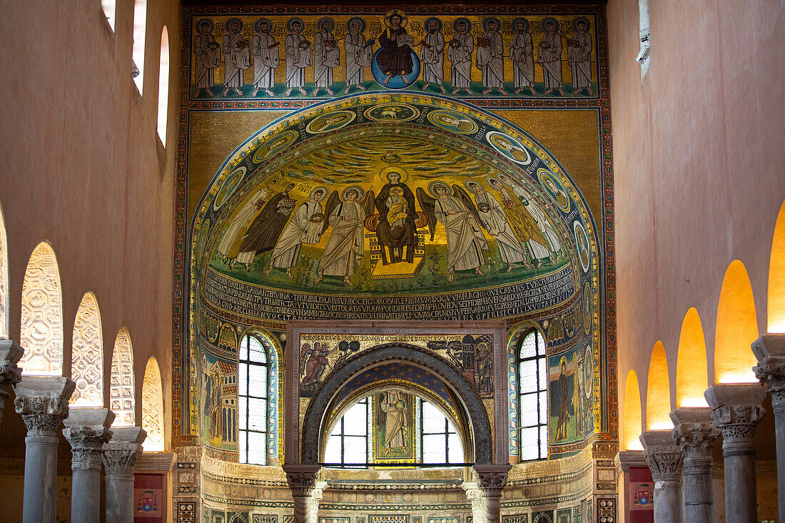 Interior, Euphrasian Basilica, 6th century, UNESCO World Heritage Site, Porec, Croatia, Europe