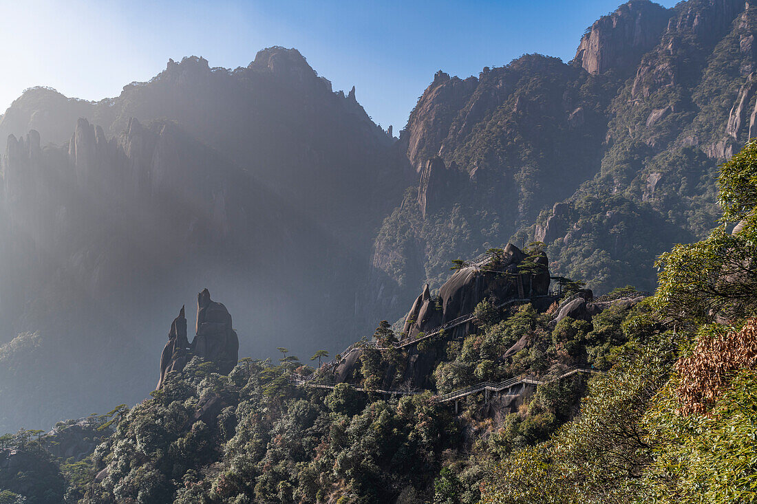 Giant granite pillar, The Taoist Sanqing Mountain, UNESCO World Heritage Site, Jiangxi, China, Asia