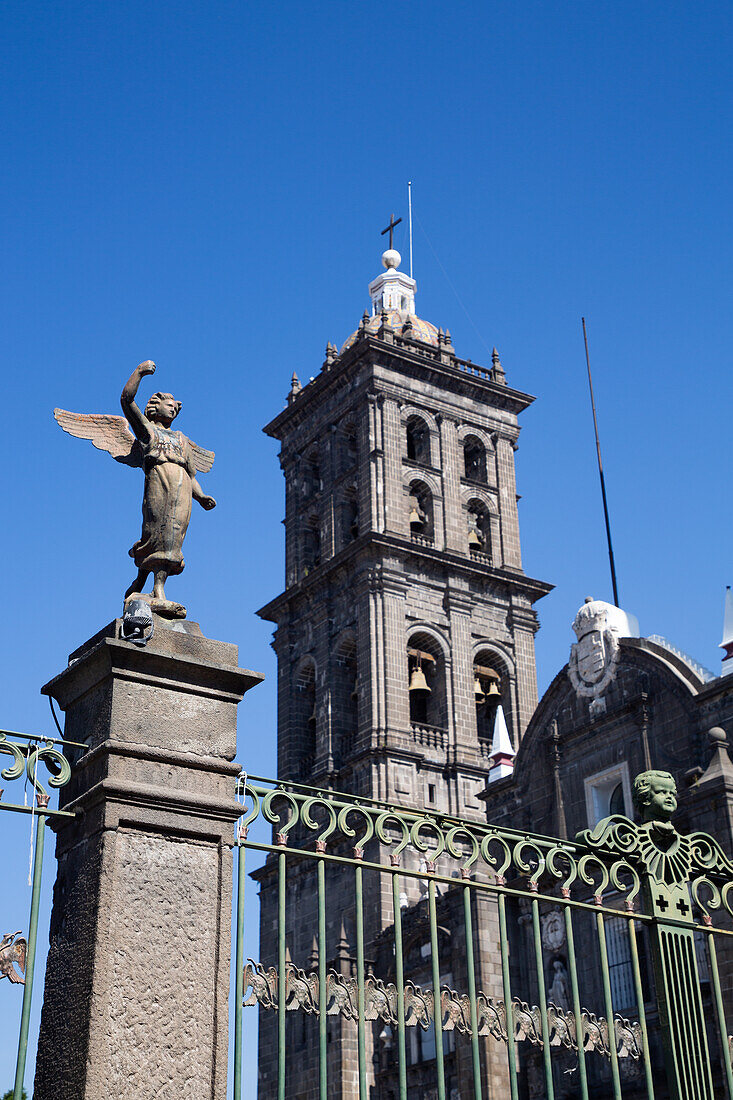 Engelsfiguren, Kathedrale Unserer Lieben Frau von der Unbefleckten Empfängnis, 1649, Historisches Zentrum, UNESCO-Weltkulturerbe, Puebla, Bundesstaat Puebla, Mexiko, Nordamerika