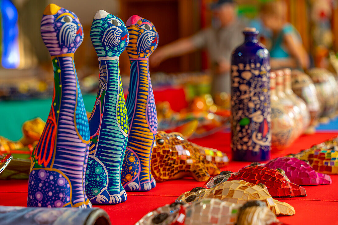 View of souvenir pottery near Puerto Morelos, Caribbean Coast, Yucatan Peninsula, Riviera Maya, Mexico, North America