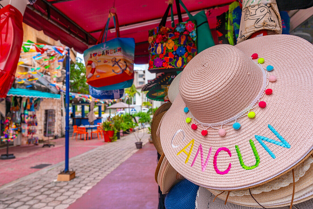 View of Cancun souvenirs, Hotel Zone, Cancun, Caribbean Coast, Yucatan Peninsula, Riviera Maya, Mexico, North America