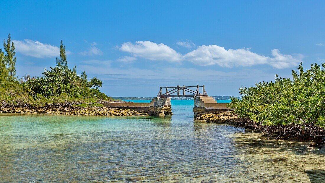 Footbridge from Ireland Island to Hospital Island, Sandys, Bermuda, North Atlantic, North America