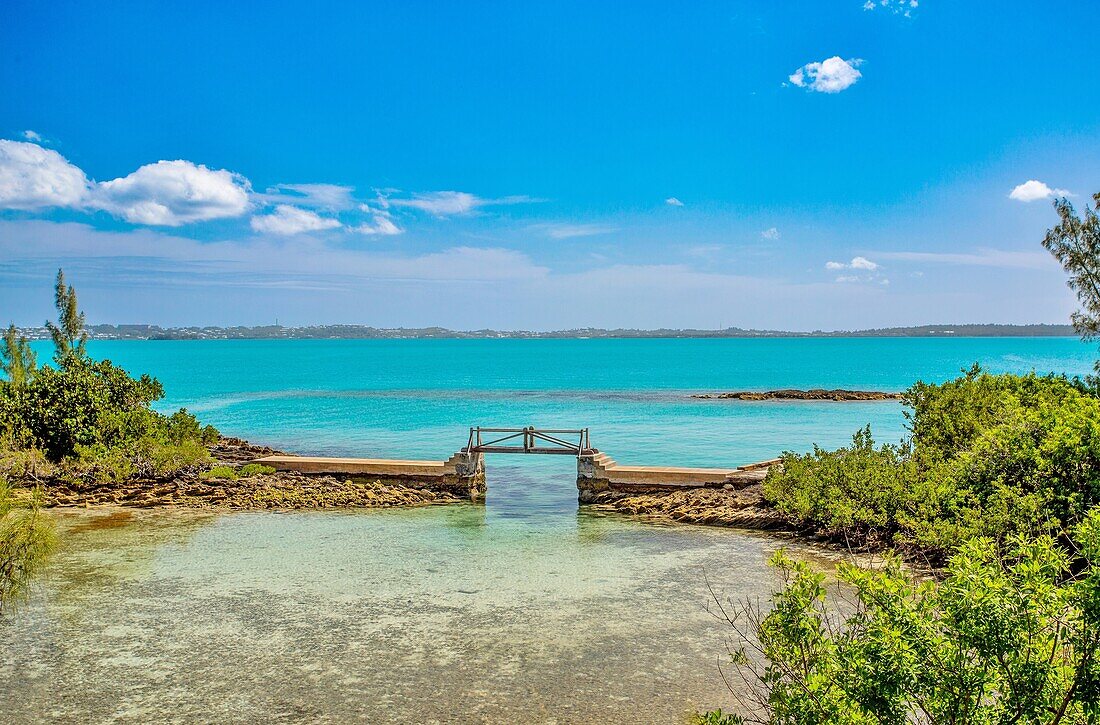 Fußgängerbrücke von Ireland Island nach Hospital Island, Sandys, Bermuda, Nordatlantik, Nordamerika