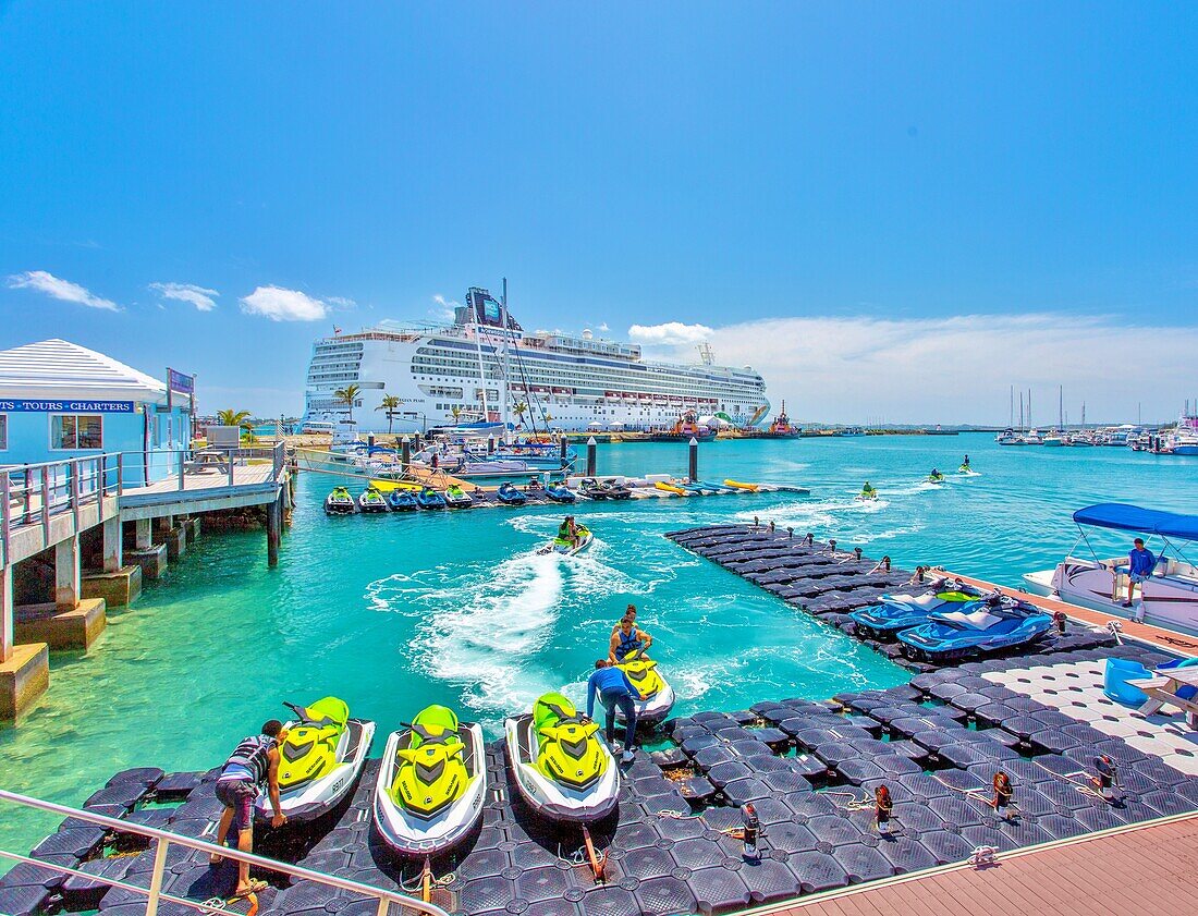 Jet skis at the Royal Naval Dockyard, Sandys, Bermuda, North Atlantic, North America