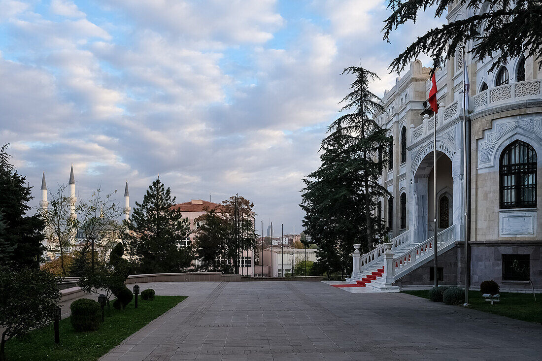 Detail of the State Art and Sculpture Museum, opened in 1930 on direction of Mustafa Kemal Ataturk, a museum dedicated to fine arts and sculpture, Ankara, Anatolia, Turkey, Eurasia