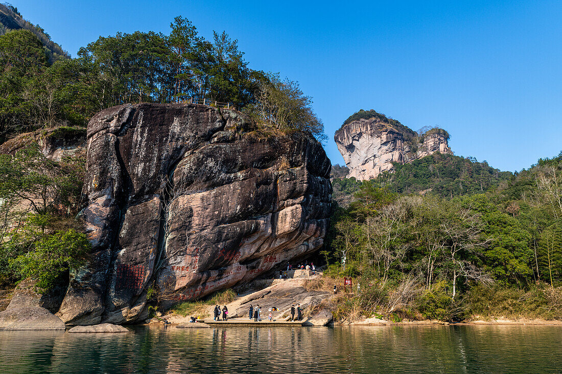 Bäume auf einem Granitfelsen, Wuyi-Gebirge, UNESCO-Weltnaturerbe, Fujian, China, Asien