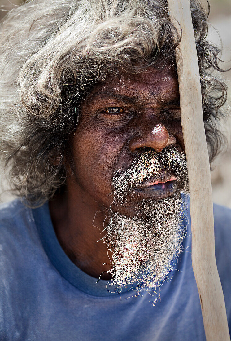 Porträt eines Yolngu-Mannes, Bawaka Homeland, Port Bradshaw, Ost-Arnhem Land, Nordterritorium, Australien, Pazifik