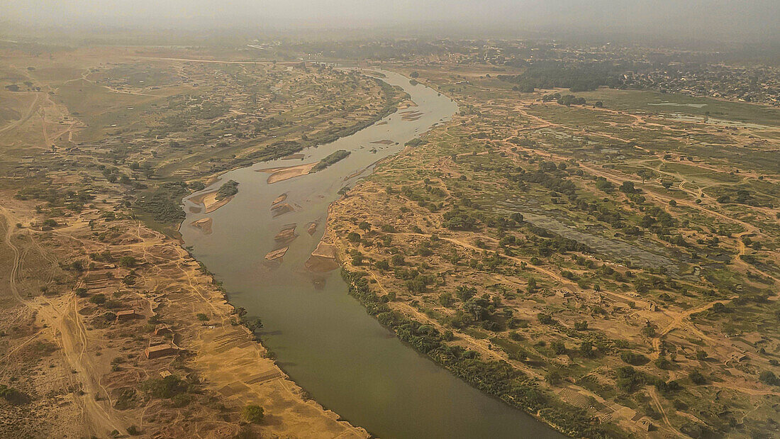 Aerial of the Jur river, Wau, Western Bahr el Ghazal, South Sudan, Africa