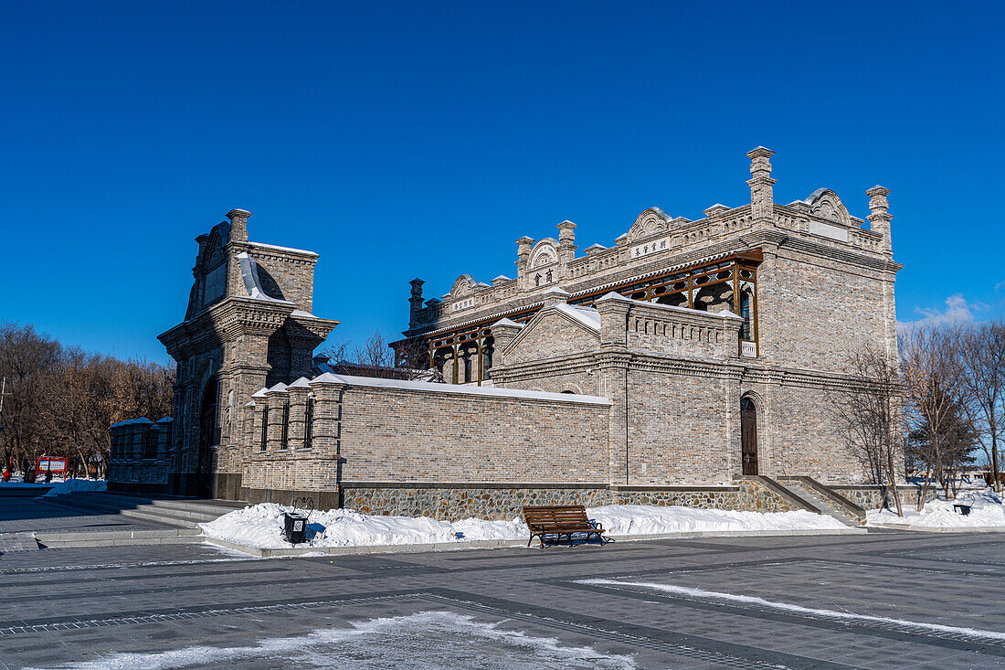 Old Russian building in Heihe, Heilongjiang, China, Asia