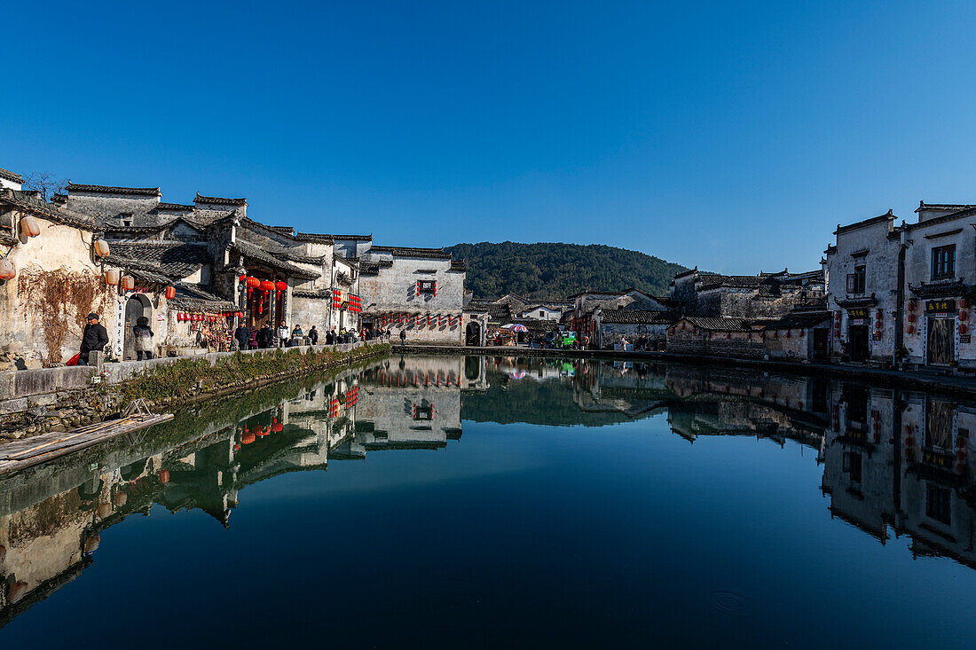 Pond in Hongcun historical village, UNESCO World Heritage Site, Huangshan, Anhui, China, Asia