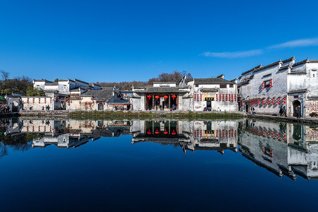 Pond in Hongcun historical village, UNESCO World Heritage Site, Huangshan, Anhui, China, Asia