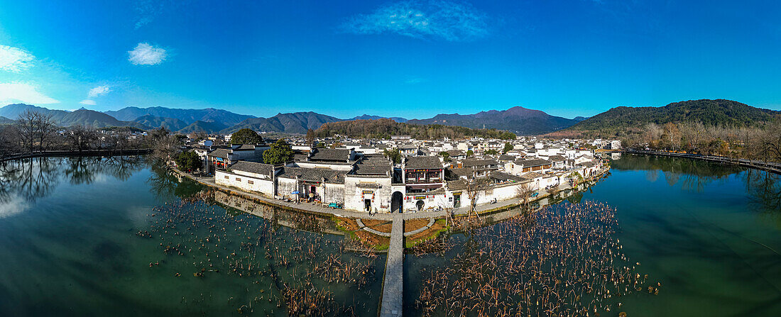 Panorama of Hongcun, historical village, UNESCO World Heritage Site, Huangshan, Anhui, China, Asia