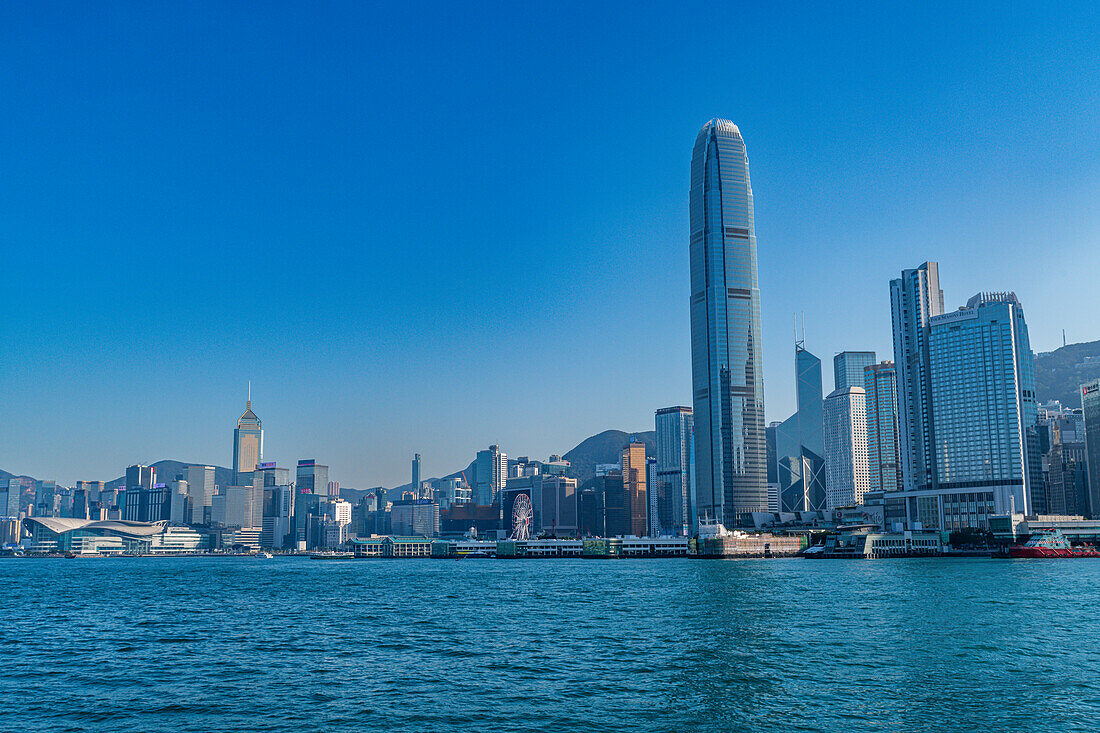 Highrise buildings in Victoria harbour, Hong Kong, China, Asia