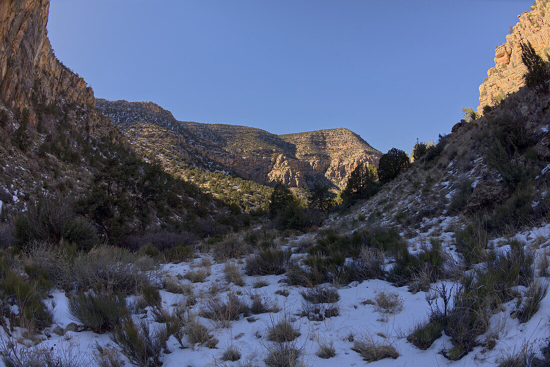 Waldron Canyon viewed from near its end, southwest of Hermit Canyon in winter, Grand Canyon, Arizona, United States of America, North America