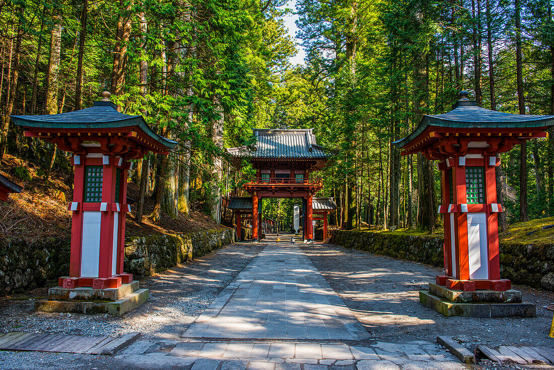 Entrance gate to the Futarasan Shrine, UNESCO World Heritage Site, Nikko, Tochigi Prefecture, Kanto, Honshu, Japan, Asia