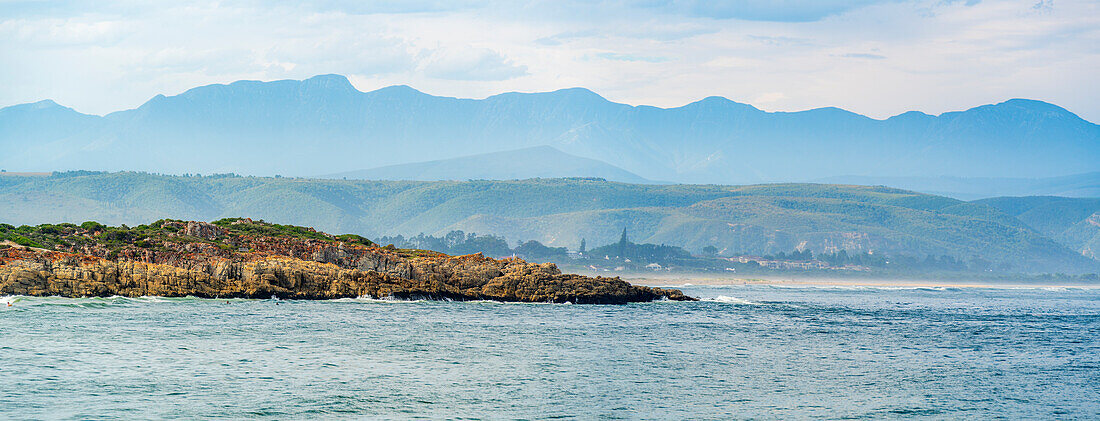 View of Western Cape coastline from Plettenberg Bay, Plettenberg, Garden Route, Western Cape Province, South Africa, Africa