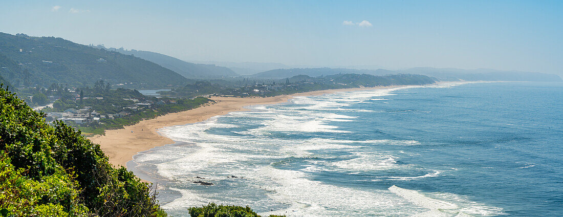 View of Indian Ocean and dramatic coastline at Wilderness from Dolphin Point, Wilderness, Western Cape, South Africa, Africa