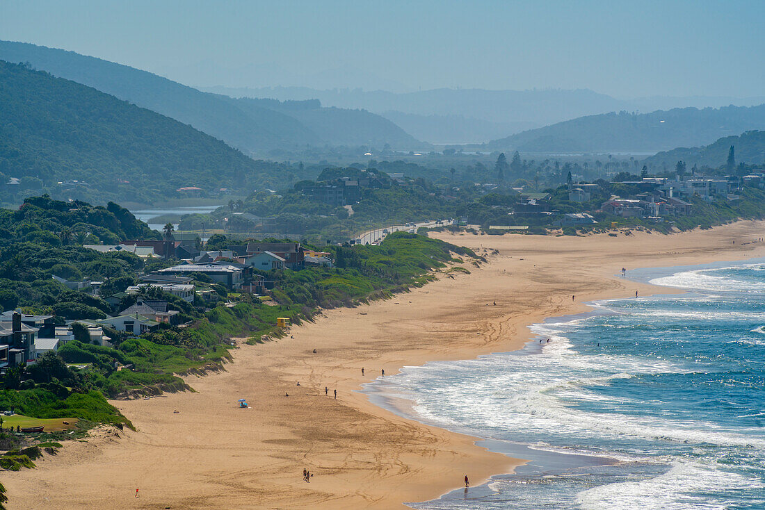 View of Indian Ocean and dramatic coastline at Wilderness from Dolphin Point, Wilderness, Western Cape, South Africa, Africa