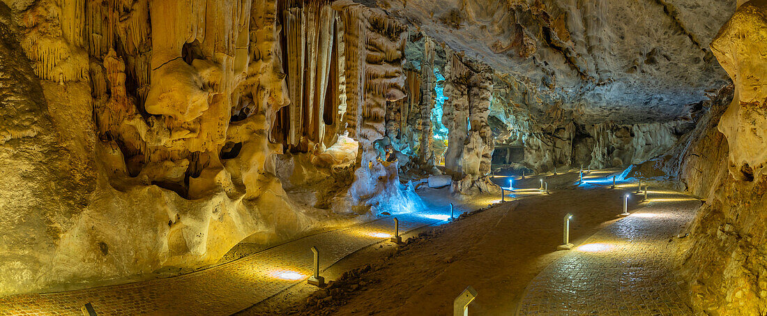 View of pathway in the interior of Cango Caves, Oudtshoorn, Western Cape, South Africa, Africa