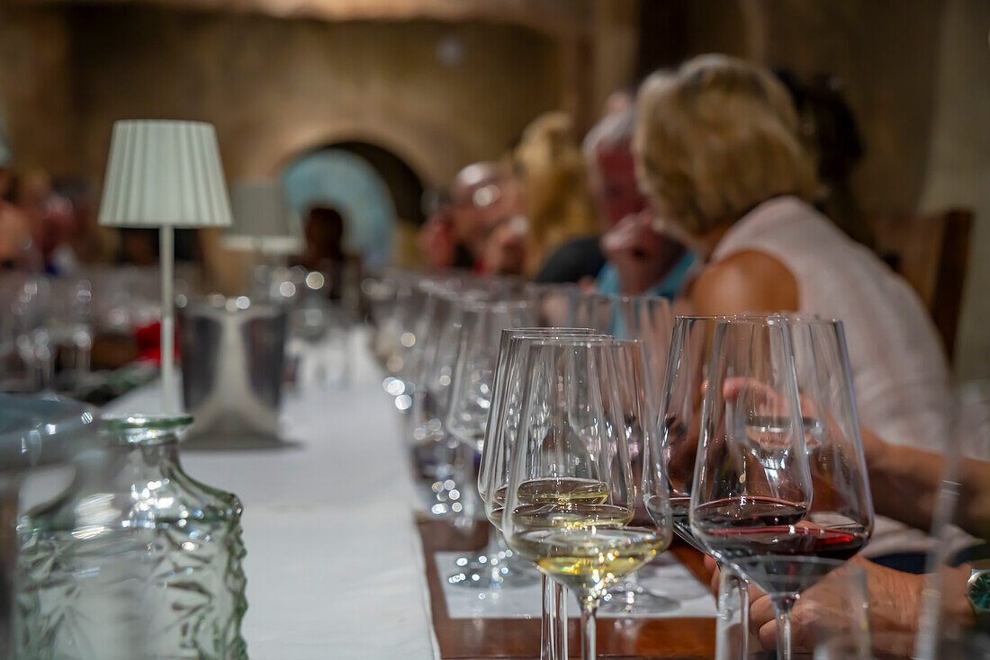 View of people sampling wine at Robertson Kooperatiewe Wynmakery, Robertson, Western Cape, South Africa, South Africa, Africa