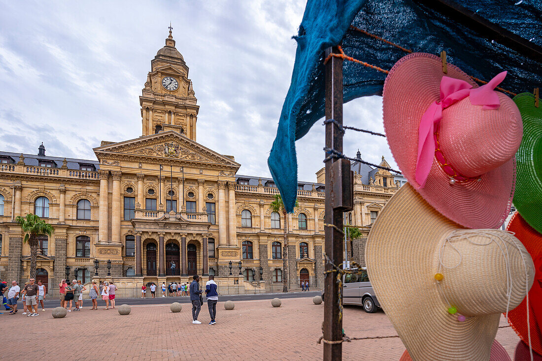 View of Nelson Mandela statue at Cape Town City Hall, Grand Parade, Cape Town, Western Cape, South Africa, Africa