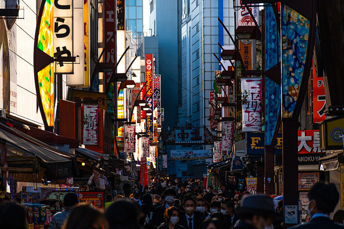 Ameyoko Einkaufsviertel, berühmte Ueno Einkaufsstraße, Tokio, Honshu, Japan, Asien in Tokio Japan