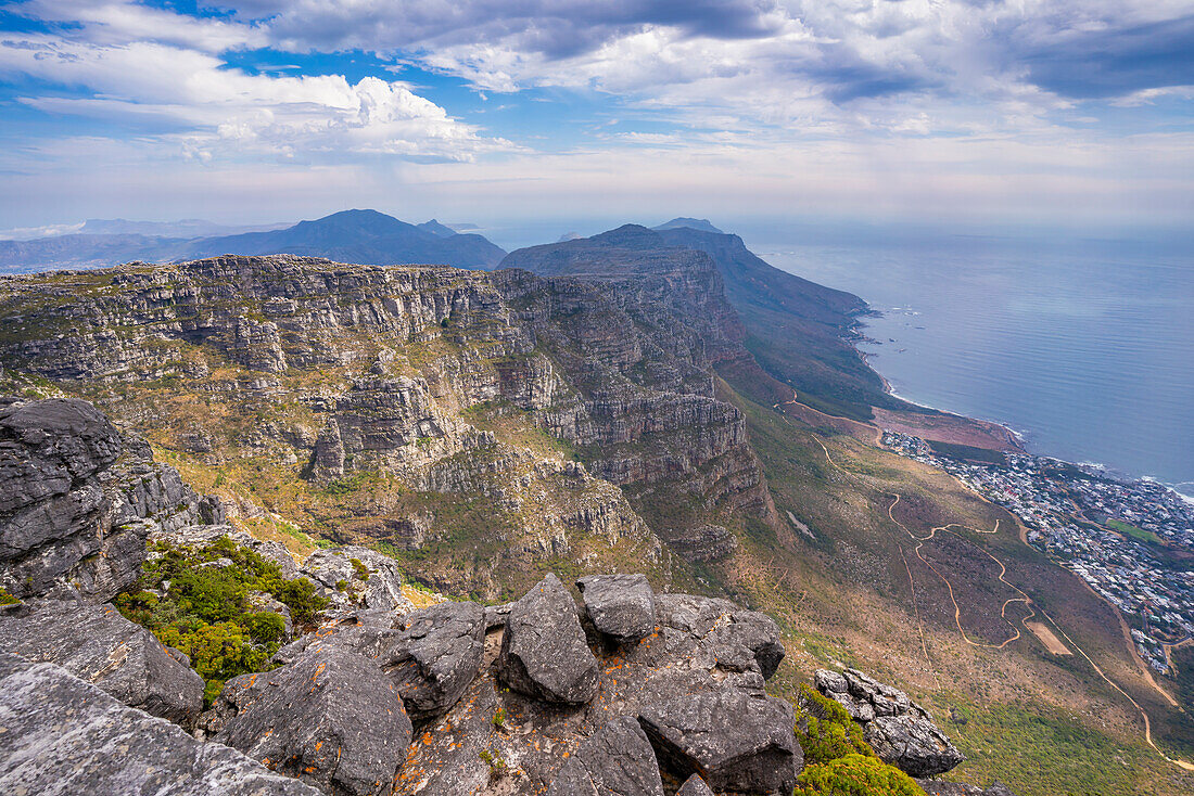 Blick auf die Kaphalbinsel vom Tafelberg aus, Kapstadt, Westkap, Südafrika, Afrika